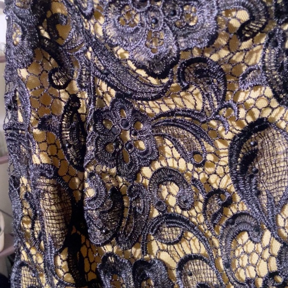 Alyce Paris Claudine, Black Nude Lace Mermaid Strapless Designer Dress SZ 0 - Picture 4 of 16